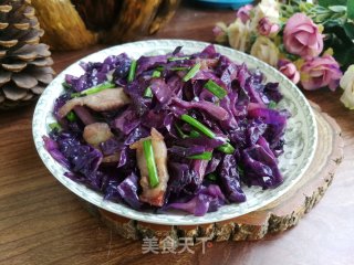五花肉炒紫甘蓝的做法步骤：7